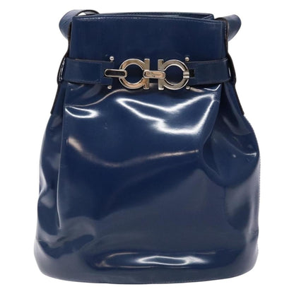 Salvatore Ferragamo Vintage Gancini Bucket Bag Patent leather, BLUE, PATENT_LEATHER, Shoulder bag