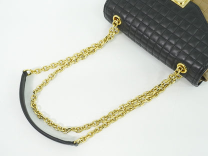 Celine C Bag Quilted Leather Small, BROWN, LEATHER, Handbag