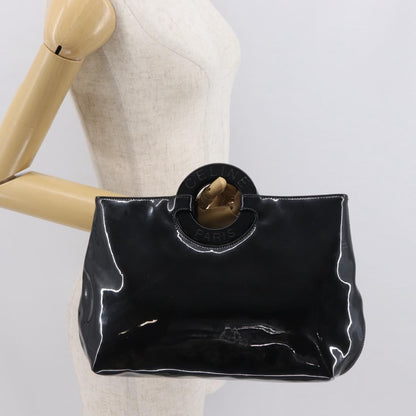 Celine Circle Logo Handbag Patent Leather, BLACK, PATENT_LEATHER, Handbag
