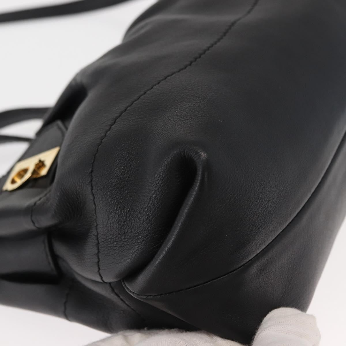 Salvatore Ferragamo W Chain Tote Leather, BLACK, LEATHER, Handbag