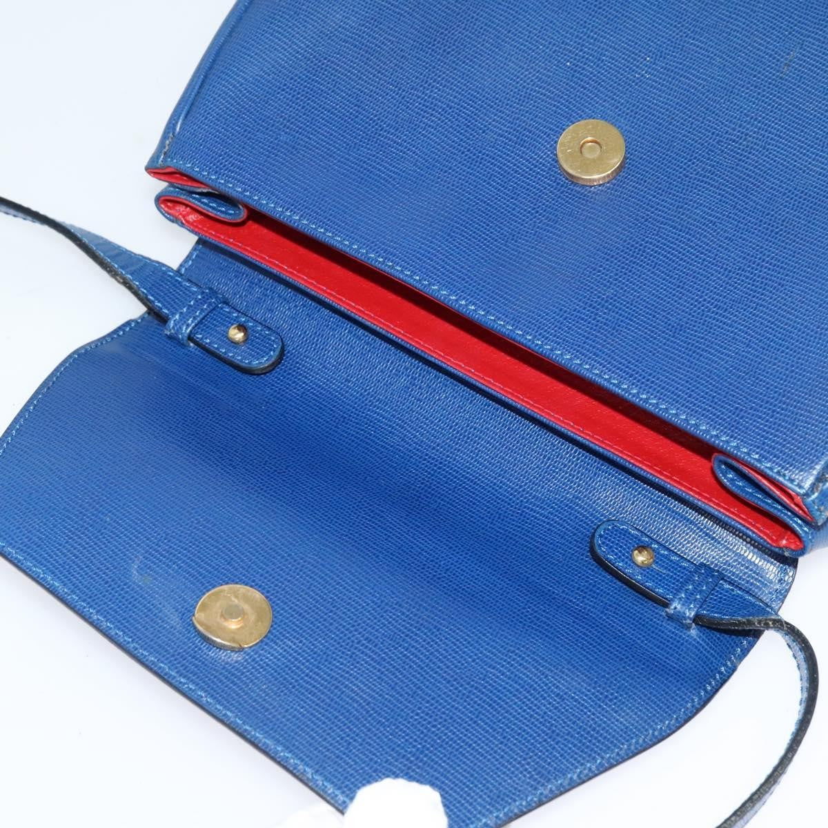 Celine Vintage Circle Logo Crossbody Bag Leather, BLUE, LEATHER, Crossbody bag