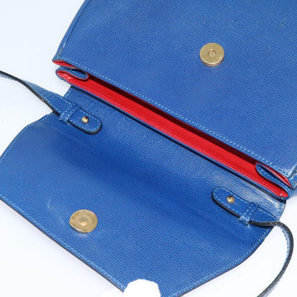 Celine Vintage Circle Logo Crossbody Bag Leather, BLUE, LEATHER, Crossbody bag