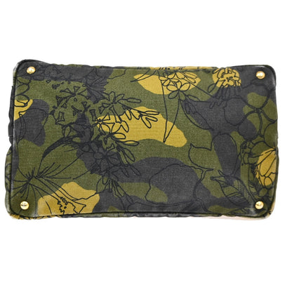 Prada Canapa Tote Printed Canvas, GREEN, CANVAS, Tote bag