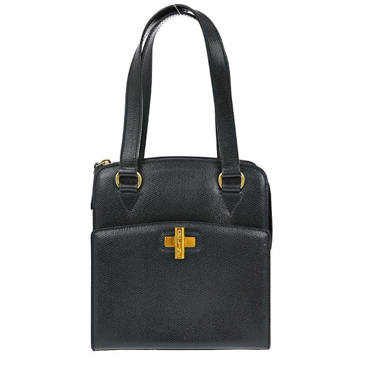 Celine Vintage turn lock shoulder bag Leather, NAVY, LEATHER, Handbag