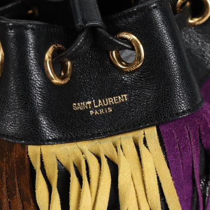 Saint Laurent Fringe Emmanuelle Bucket Bag Multicolor Leather, MULTICOLOUR, LEATHER, Shoulder bag