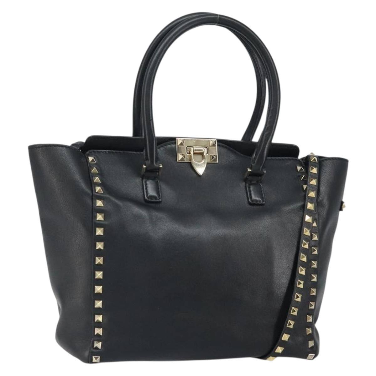 Valentino Garavani Rockstud Tote Soft Leather, BLACK, LEATHER, Tote bag