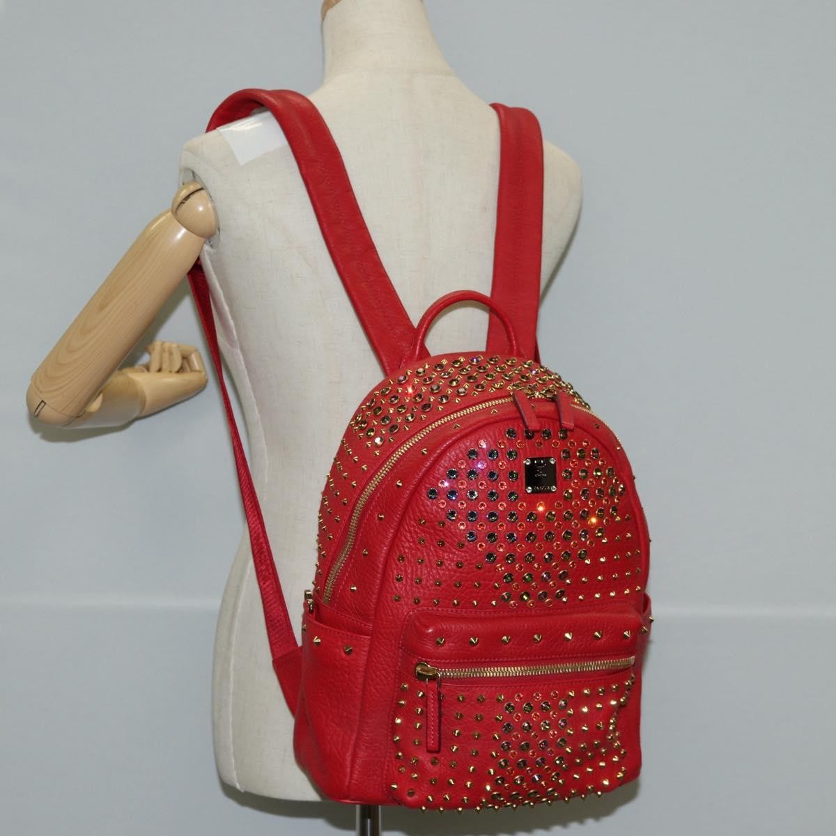 MCM Vintage Vicetos Backpack Leather, Red, Leather, Backpack