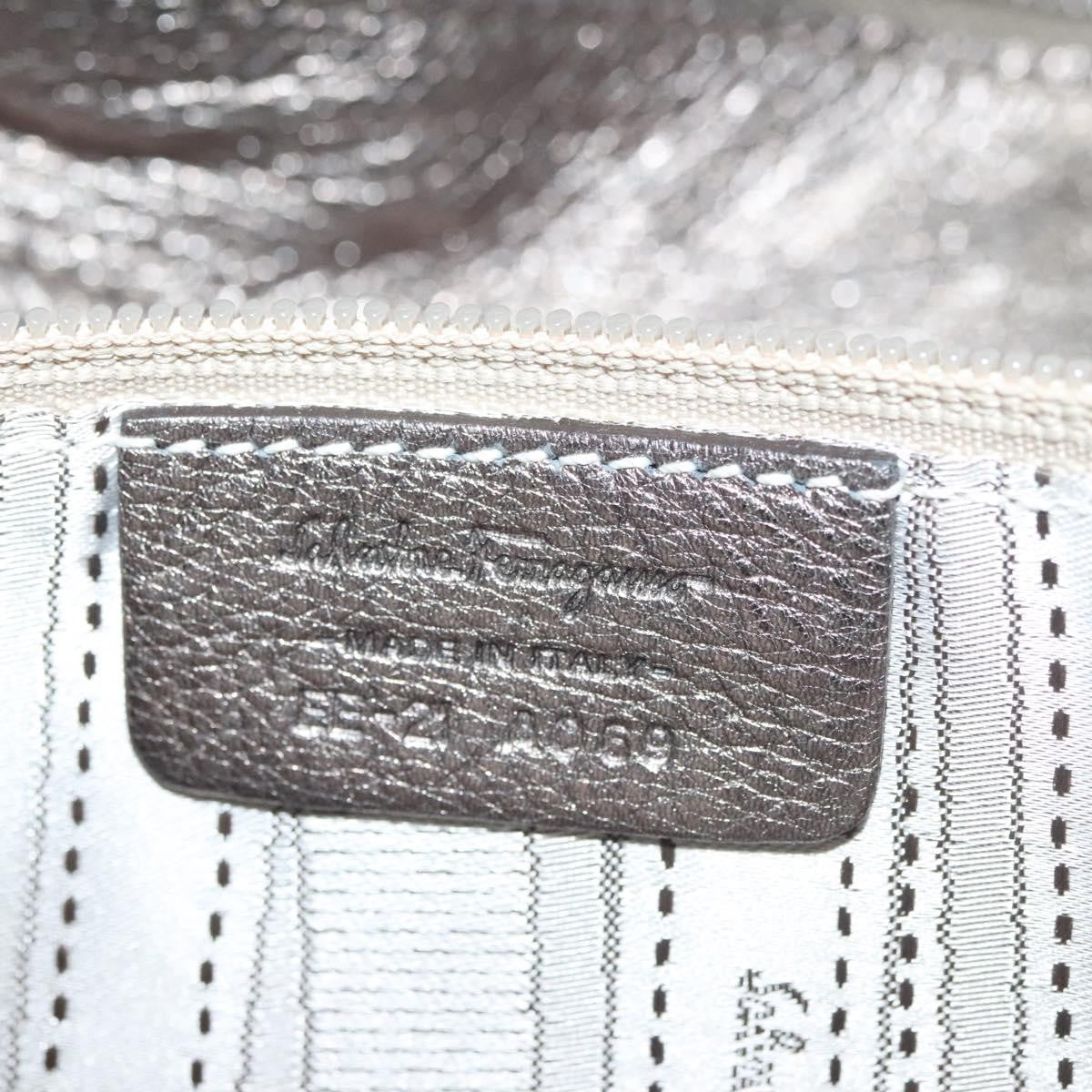 Salvatore Ferragamo Gancini handbag Leather, SILVER, LEATHER, Handbag