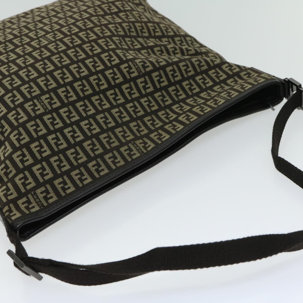Fendi Vintage Zip Messenger Bag Zucca Canvas, BROWN, CANVAS, Shoulder bag