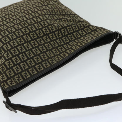 Fendi Vintage Zip Messenger Bag Zucca Canvas, BROWN, CANVAS, Shoulder bag