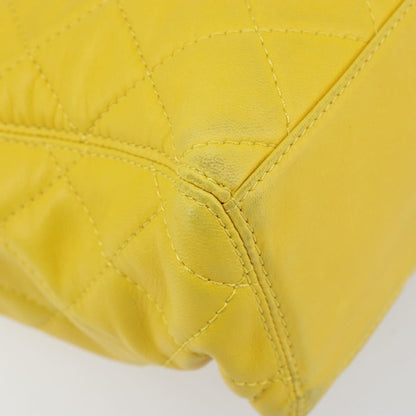 Chanel Vintage CC Resin Pocket Tote Quilted Leather, YELLOW, LEATHER, Tote bag