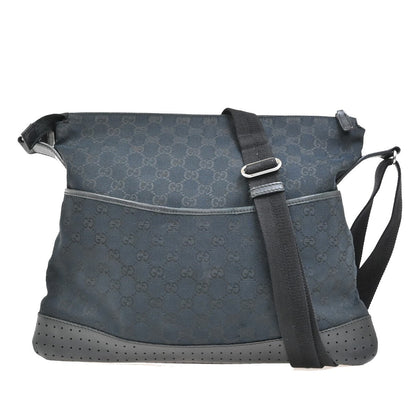 Gucci Zip Messenger Bag GG Denim, BLACK, CANVAS, Crossbody bag