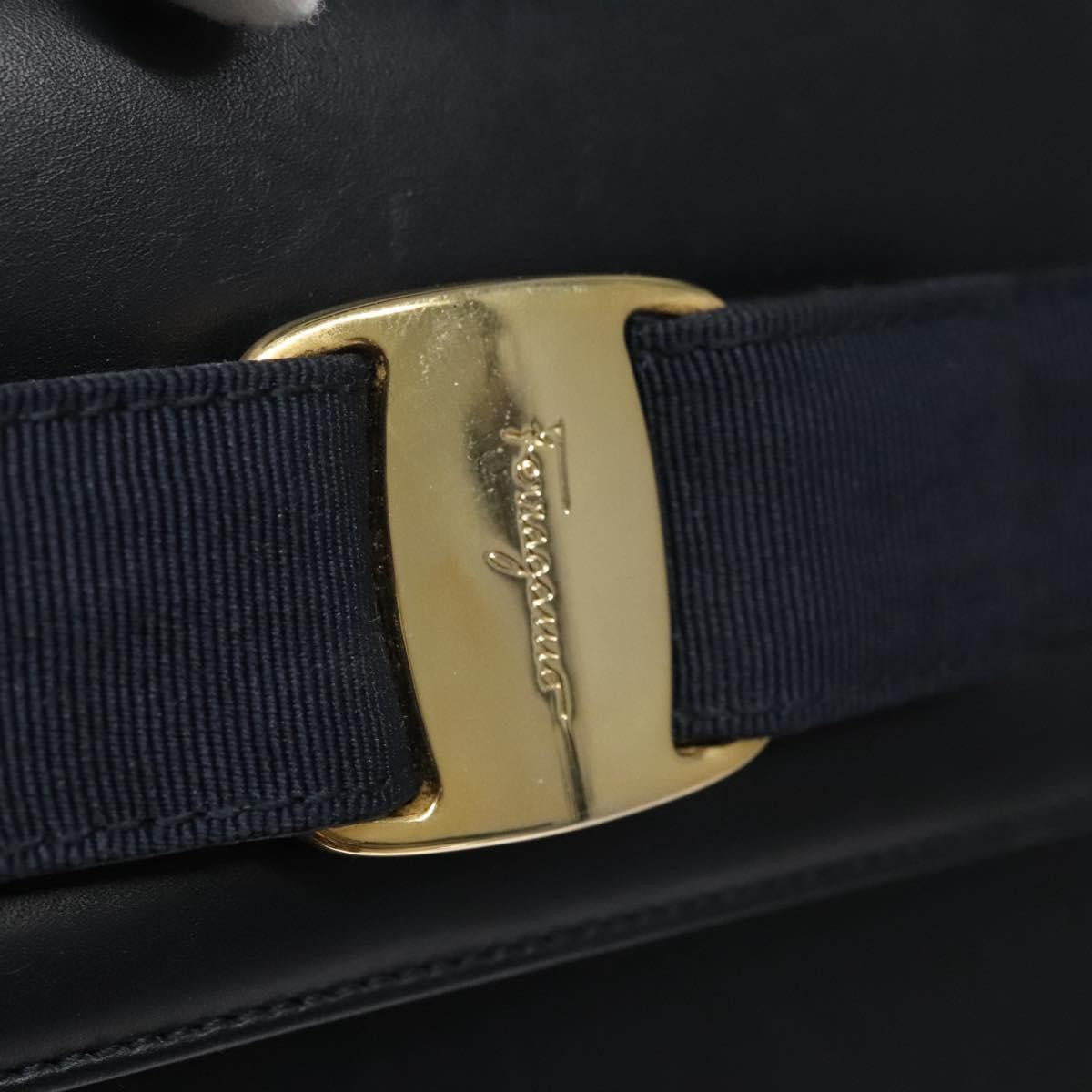 Salvatore Ferragamo Vintage Vara Bow Top Handle Bag Leather, NAVY, LEATHER, Handbag