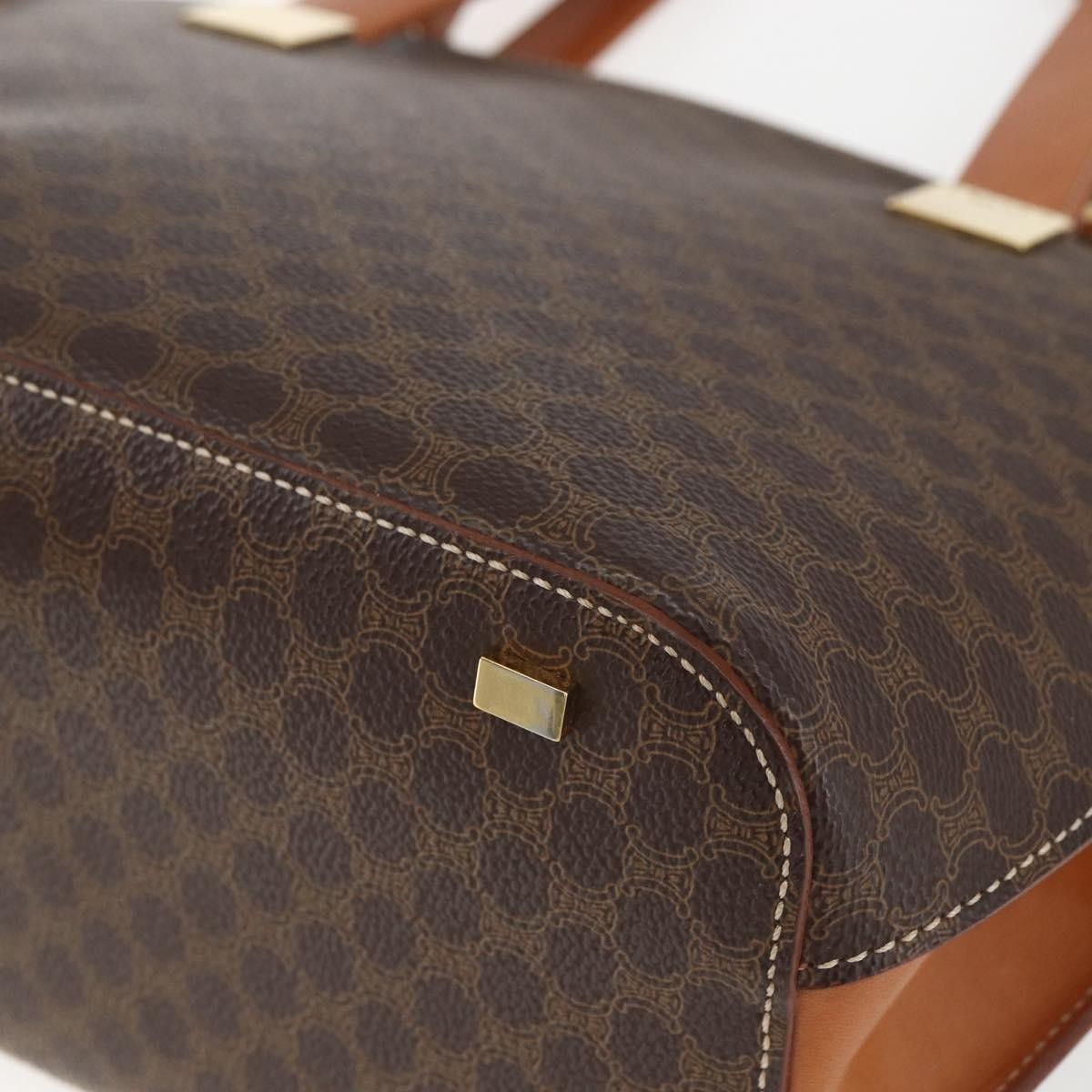 Celine Vintage Macadam Handbag Canvas and Leather, BROWN, CANVAS, Handbag