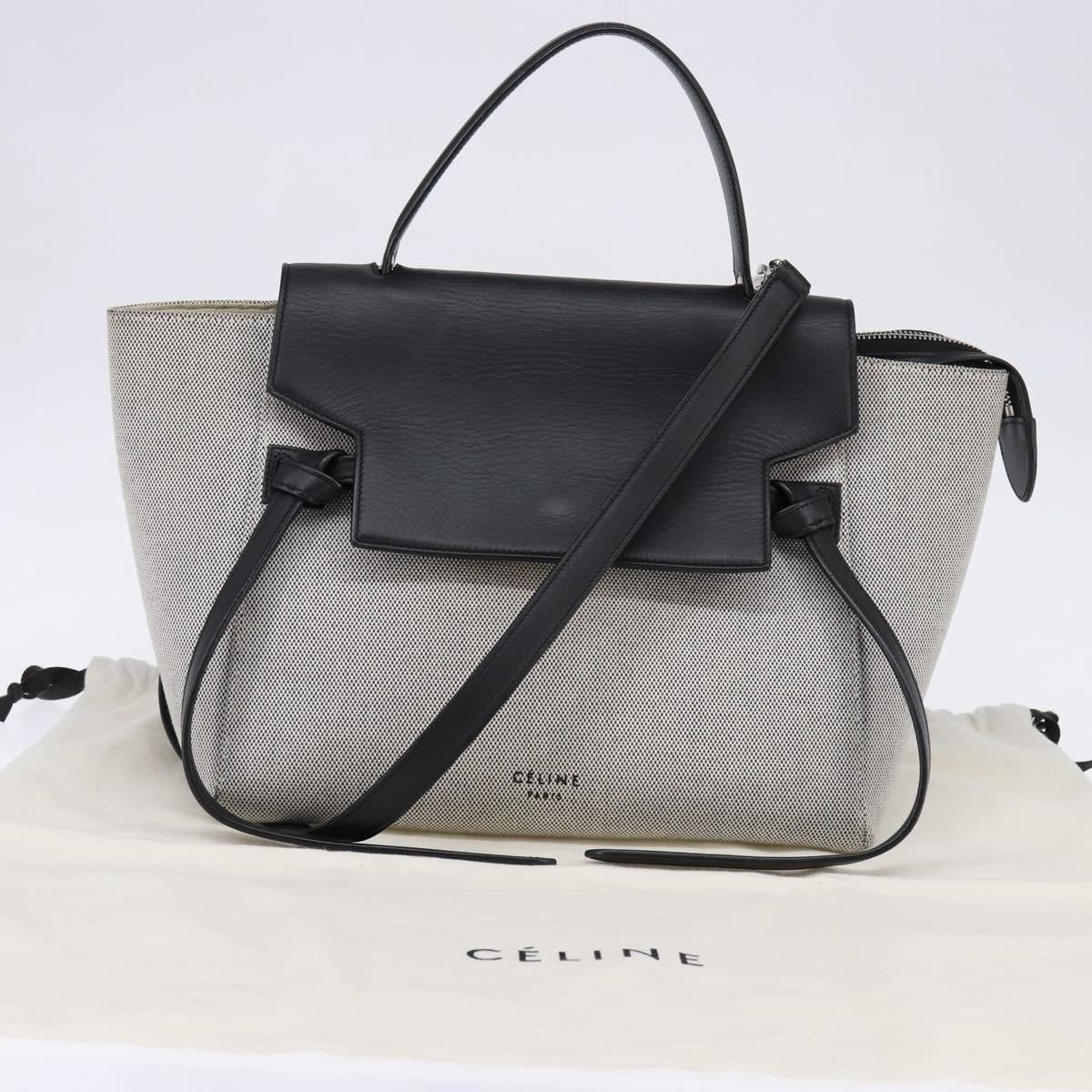 Celine Belt Bag Canvas and Leather, GRAY, CANVAS, Shoulder bag