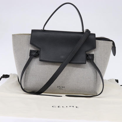 Celine Belt Bag Canvas and Leather, GRAY, CANVAS, Shoulder bag