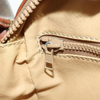 Celine Vintage Macadam Shoulder Bag Canvas and Leather, BEIGE, CANVAS, Shoulder bag