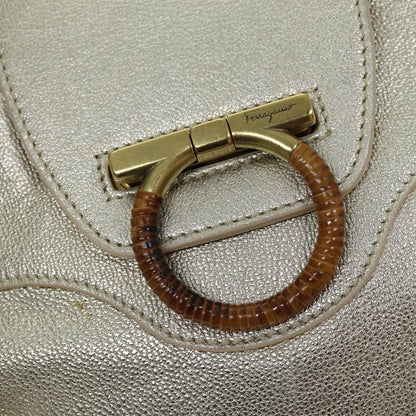 Salvatore Ferragamo Marisa Satchel Leather, GOLD, LEATHER, Handbag