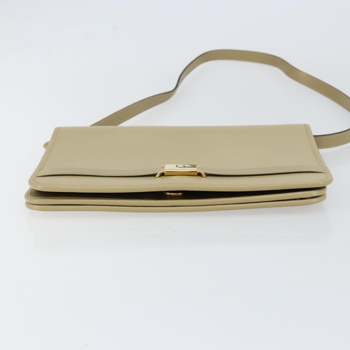 Christian Dior Vintage Shoulder Bag Leather, BEIGE, LEATHER, Shoulder bag