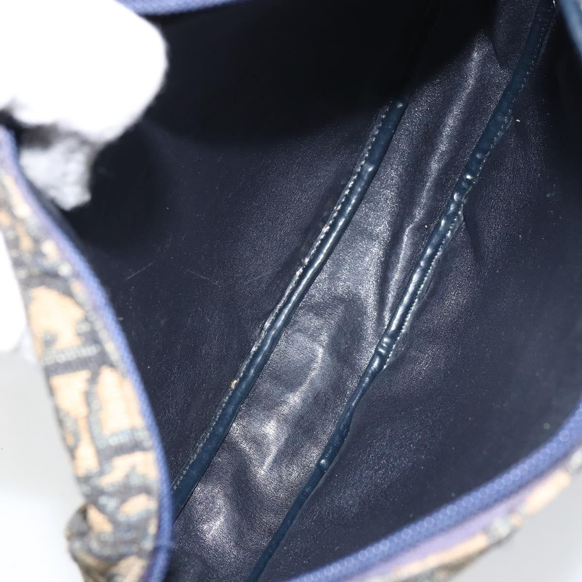 Christian Dior Vintage Trotter Shoulder Bag Canvas, NAVY, CANVAS, Shoulder bag
