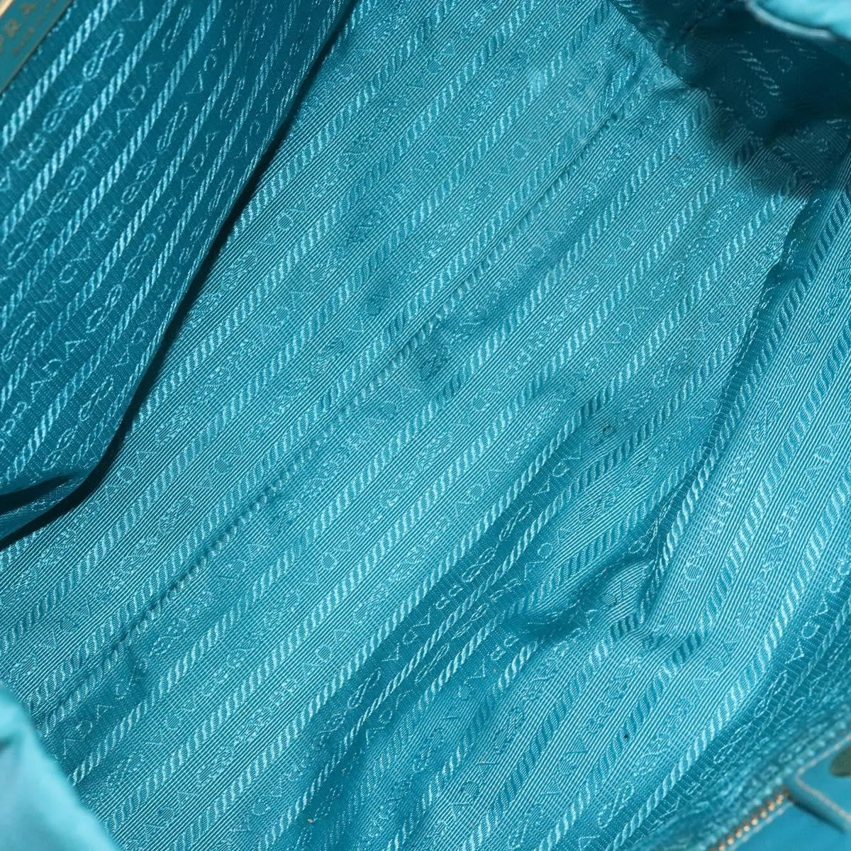 Prada Logo Bow Tote Tessuto with Leather, TURQUOISE, NYLON, Tote bag