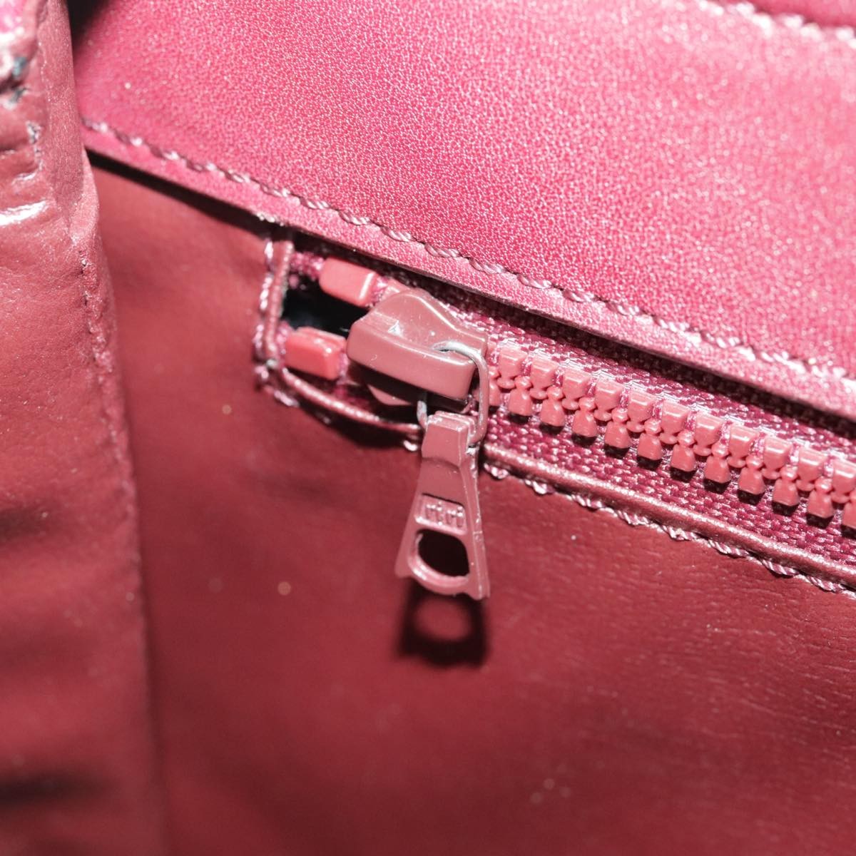 Celine Circle logo Leather, BURGUNDY, LEATHER, Shoulder bag