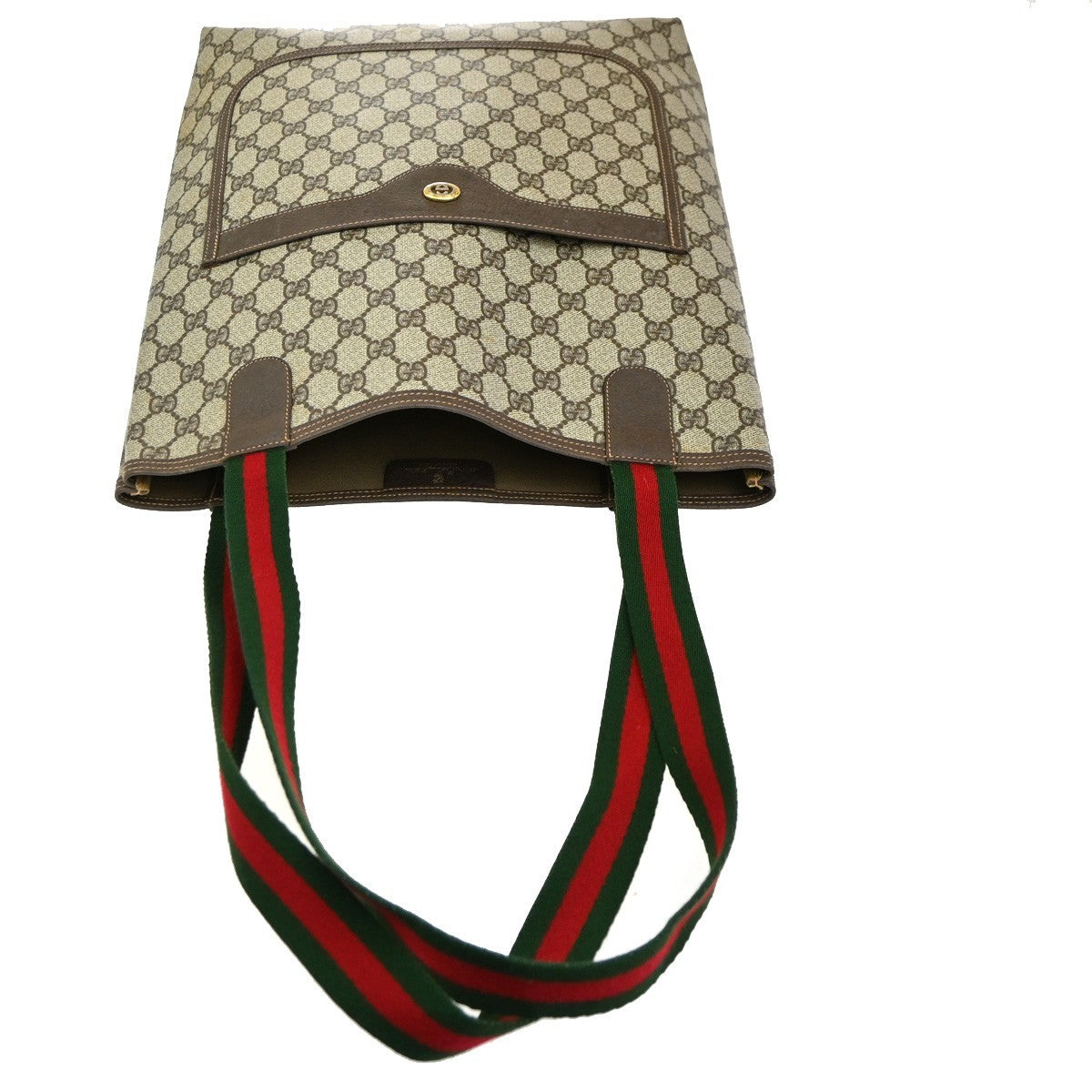 Gucci Vintage Web Strap Tote GG Coated Canvas, BEIGE, PVC, Tote bag