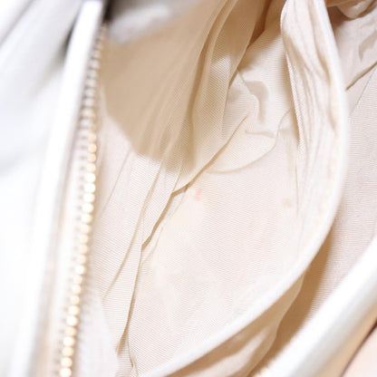 Chanel Vintage Wooden Ring Tote Leather, WHITE, LEATHER, Tote bag