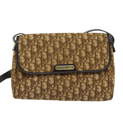 Christian Dior Vintage Trotter Flap Shoulder Bag Canvas, BROWN, CANVAS, Shoulder bag