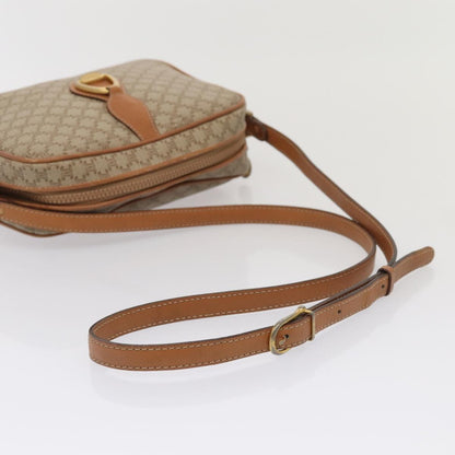 Celine Vintage Macadam Shoulder Bag Canvas and Leather, BEIGE, CANVAS, Shoulder bag