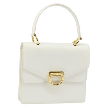 Celine Gancini Handbag Leather, WHITE, LEATHER, Handbag
