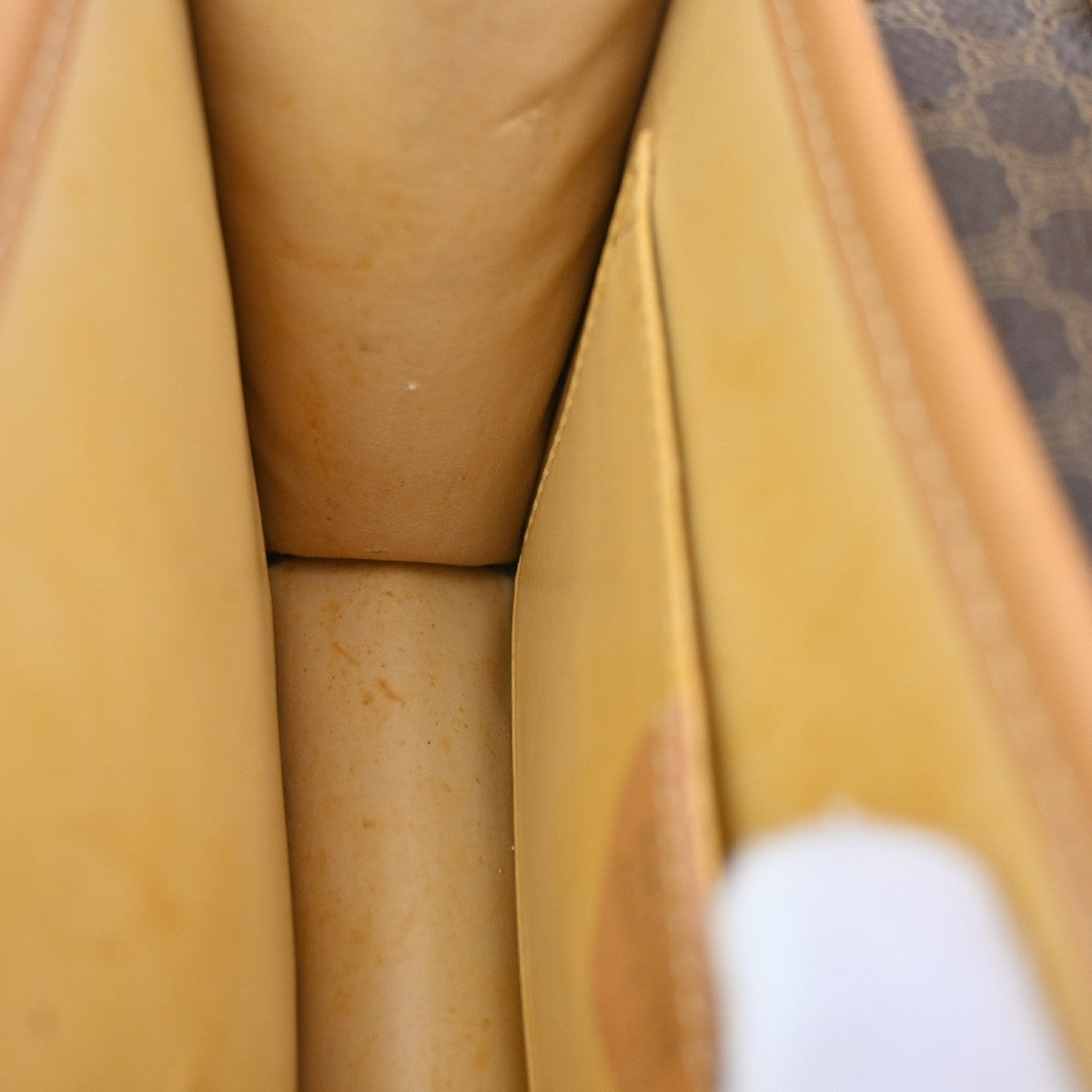 Celine Vintage Macadam Handbag Canvas and Leather, BROWN, CANVAS, Handbag