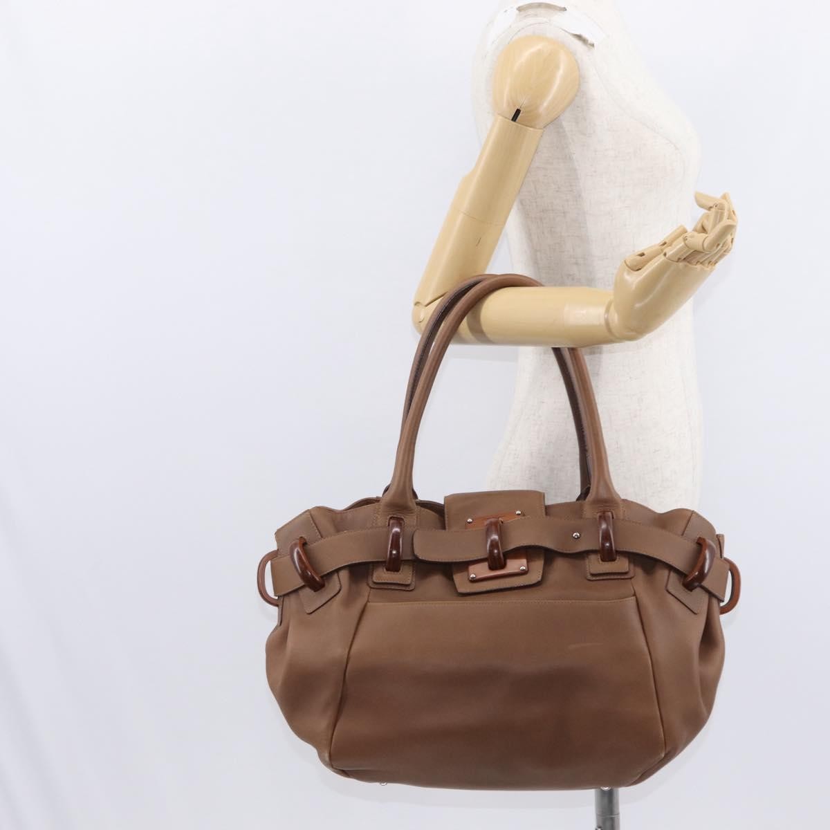 Salvatore Ferragamo Vintage Handbag Leather, BROWN, LEATHER, Handbag