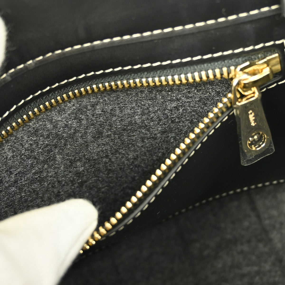 Chloe Woody Convertible Tote Recycled Felt with Leather and Canvas, GRAY, CANVAS, Tote bag