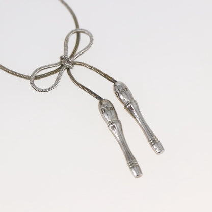 Christian Dior Bow CD Pendant Necklace Metal with Crystal, SILVER, METAL, Necklace