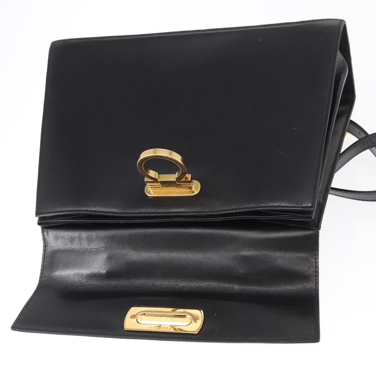 Salvatore Ferragamo Convertible Top Handle Bag Leather, BLACK, LEATHER, Handbag