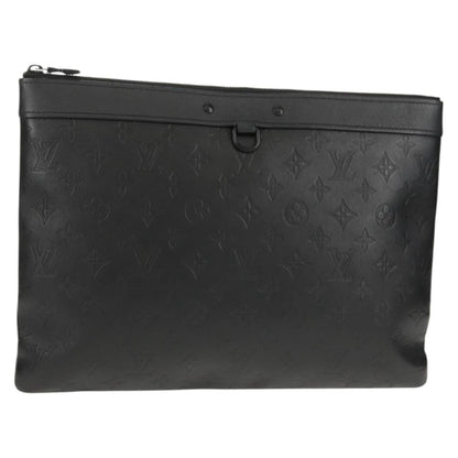 Louis Vuitton Discovery Pochette Monogram Shadow Leather, BLACK, LEATHER, Clutche & pouche