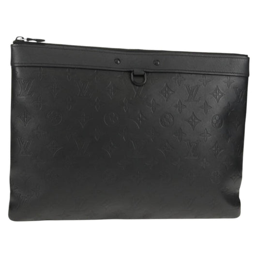 Louis Vuitton Discovery Pochette Monogram Shadow Leather, BLACK, LEATHER, Clutche & pouche