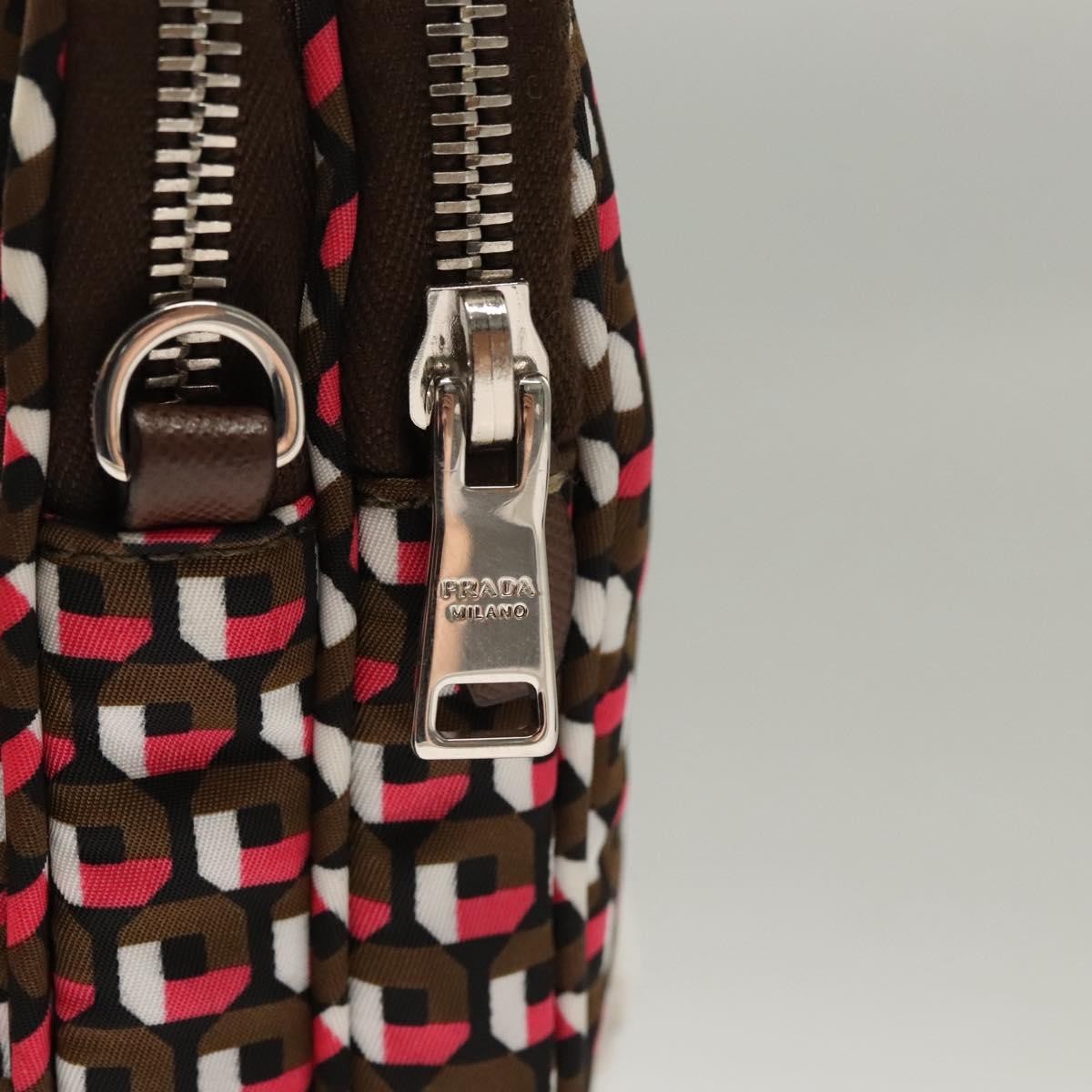 Prada Baguette Shoulder Bag Quilted Tessuto with Leather, BROWN, NYLON, Shoulder bag