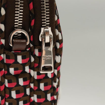 Prada Baguette Shoulder Bag Quilted Tessuto with Leather, BROWN, NYLON, Shoulder bag