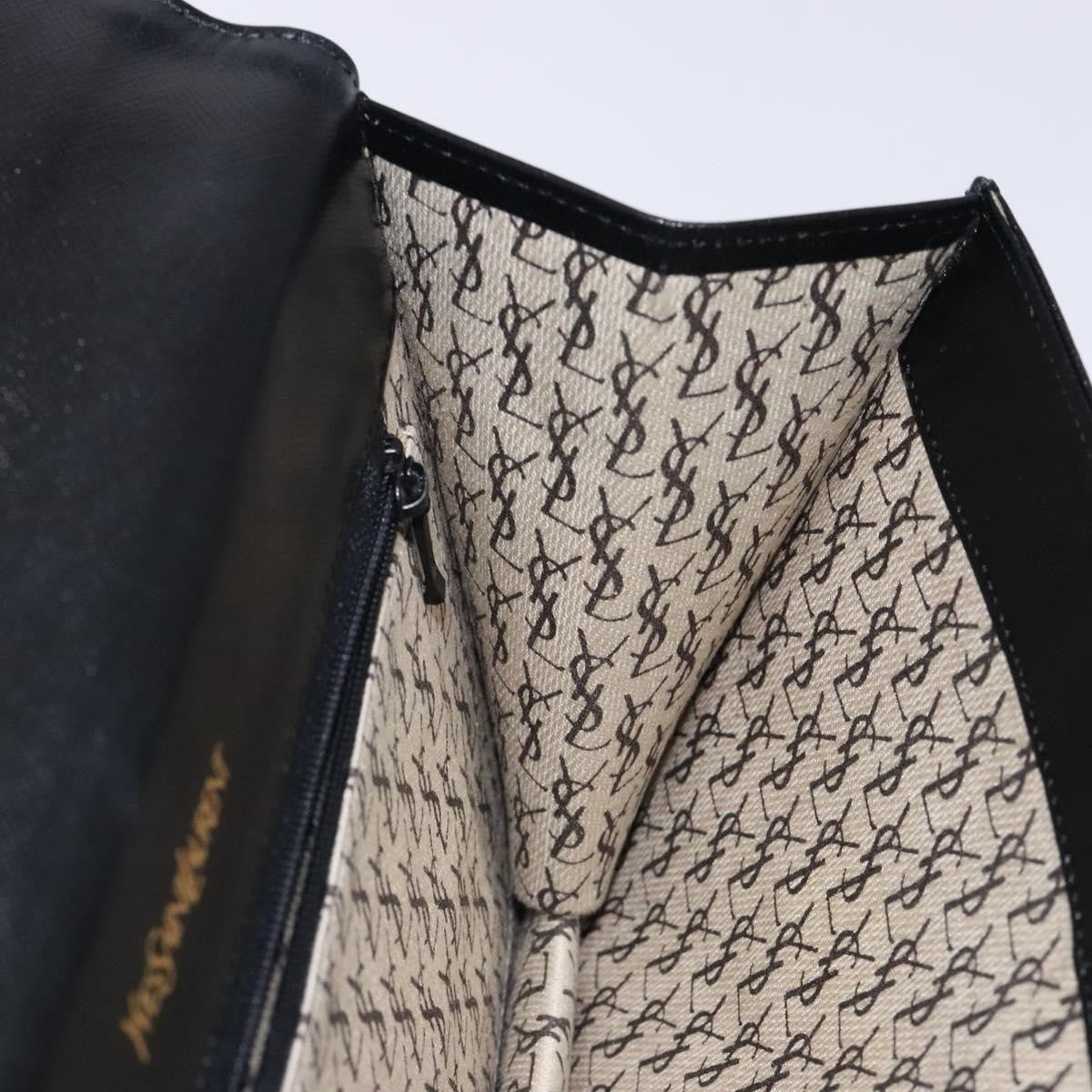 Saint Laurent Vintage Envelope Flap Clutch Leather, BLACK, LEATHER, Clutche & pouche