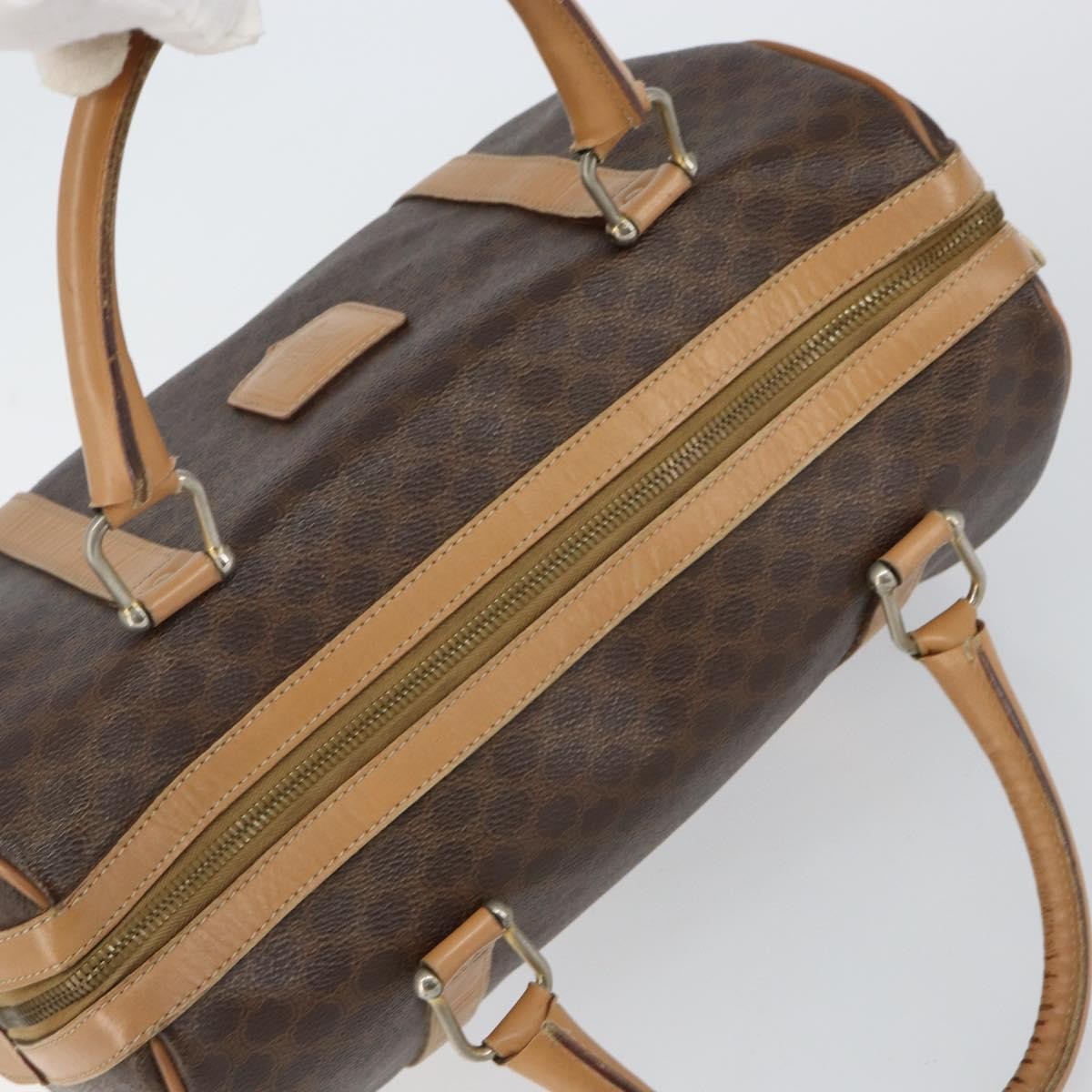 Celine Macadam Handbag Macadam with leather, BROWN, CANVAS, Handbag