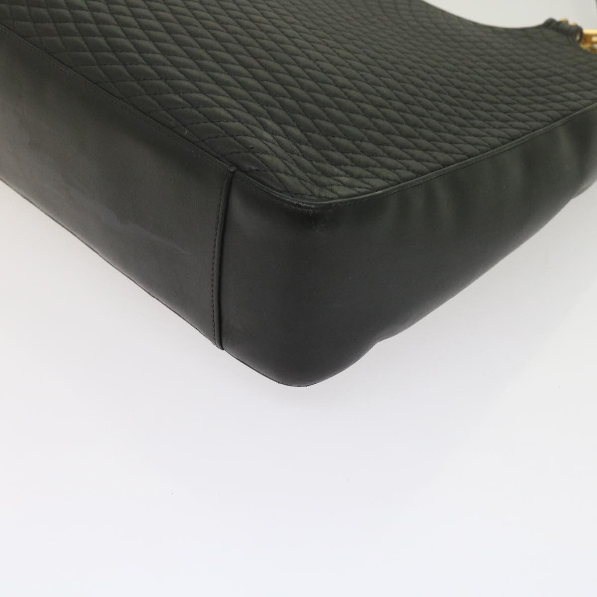 Bally Vintage Chain Shoulder Bag Quilted Leather, BLACK, LEATHER, Tote bag