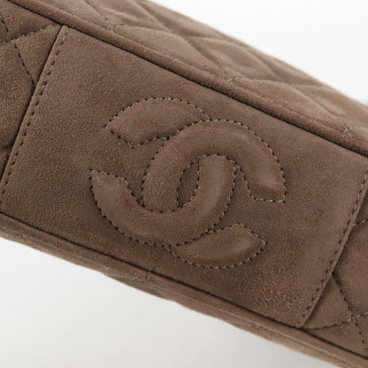 Chanel Vintage Front Pocket Camera Bag Quilted Suede, BROWN, SUEDE, Shoulder bag