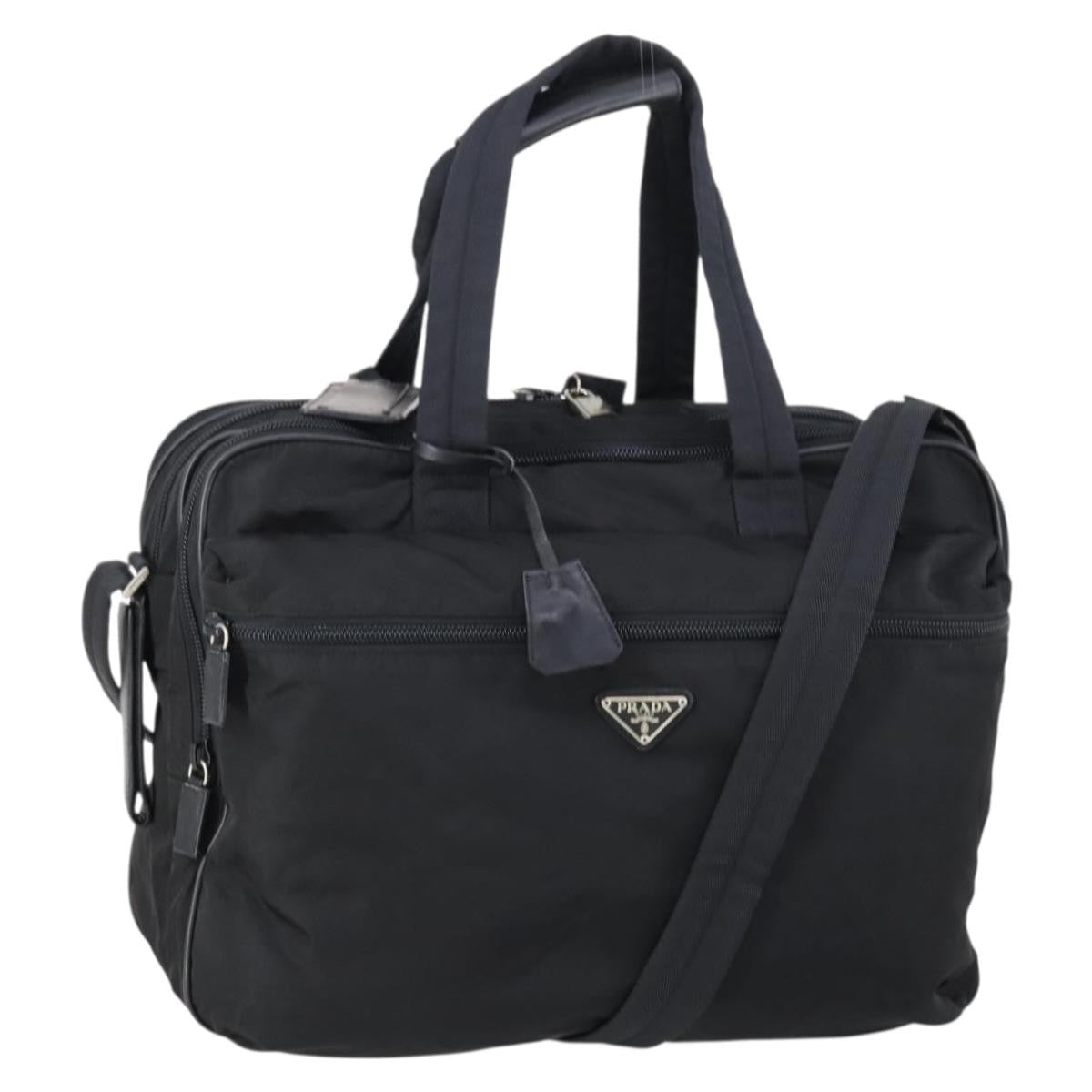 Prada Porta Computer Briefcase Tessuto and Saffiano Leather, BLACK, NYLON, Briefcase