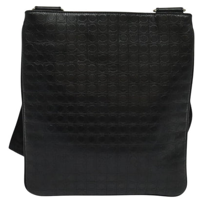 Salvatore Ferragamo Gancini Shoulder Bag Leather, BLACK, LEATHER, Shoulder bag