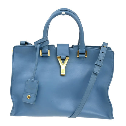 Saint Laurent Classic Y Cabas Leather, BLUE, LEATHER, Tote bag