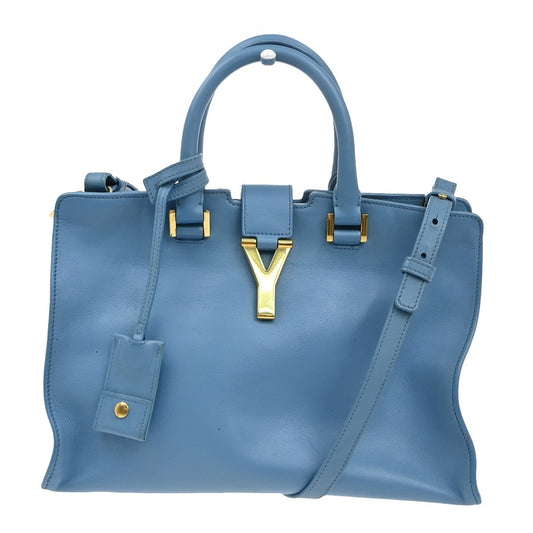 Saint Laurent Classic Y Cabas Leather, BLUE, LEATHER, Tote bag
