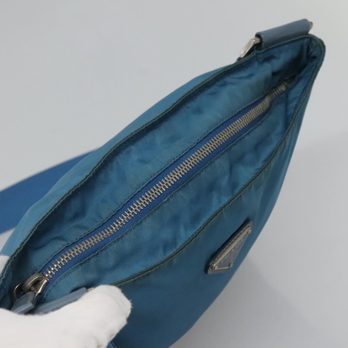 Prada Flat Messenger Bag Tessuto, BLUE, NYLON, Shoulder bag