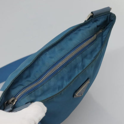 Prada Flat Messenger Bag Tessuto, BLUE, NYLON, Shoulder bag